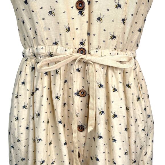 Anthropologie Honeyed Life Bee Print Button Down Cottagecore Dress SZ 0 - Picture 6 of 12